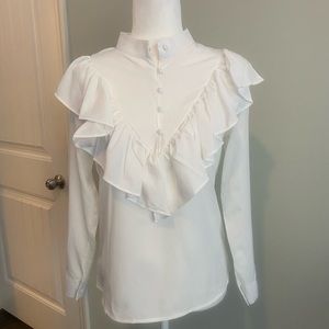 Women white ruffled blouse